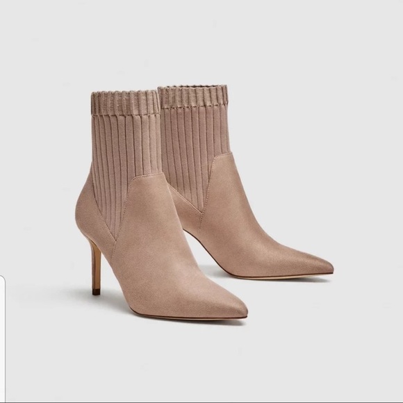 high heel sock style ankle boots
